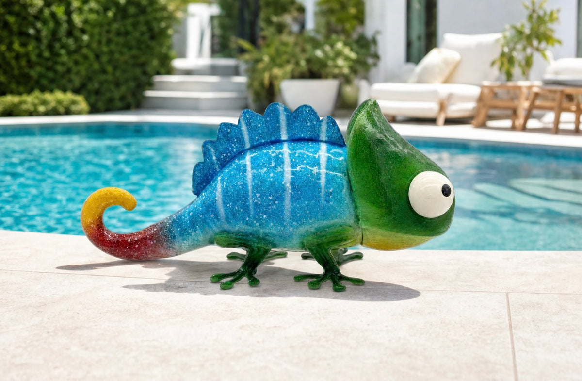 Metal Chameleon Statues Indoor And Outdoor Decorations Gradient Green Blue