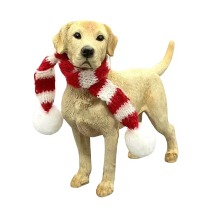 Festive Labrador: Candy Cane Resin Ornament