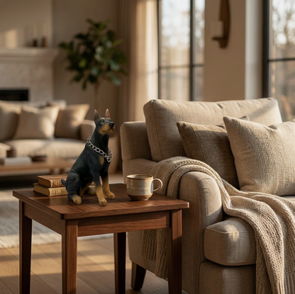 Doberman Figurine Statue Hand Painted Black and Tan