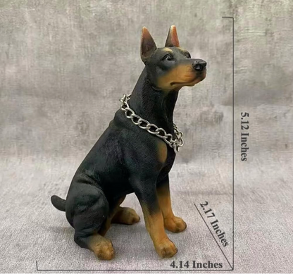 Doberman Figurine Statue Hand Painted Black and Tan