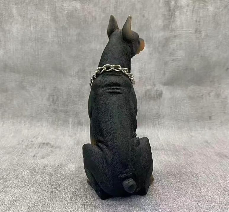 Doberman Figurine Statue Hand Painted Black and Tan