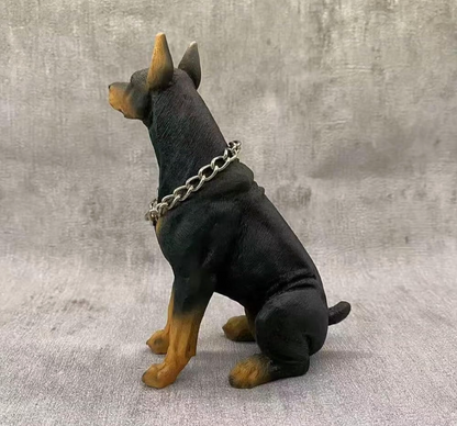 Doberman Figurine Statue Hand Painted Black and Tan
