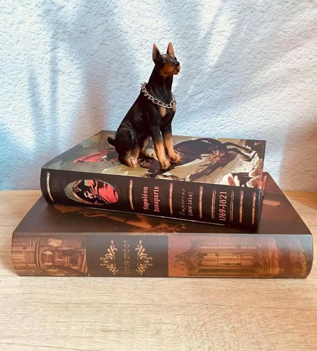 Doberman Figurine Statue Hand Painted Black and Tan