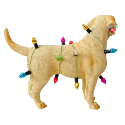 Festive Labrador: Christmas Lights Wrapped Resin Ornament