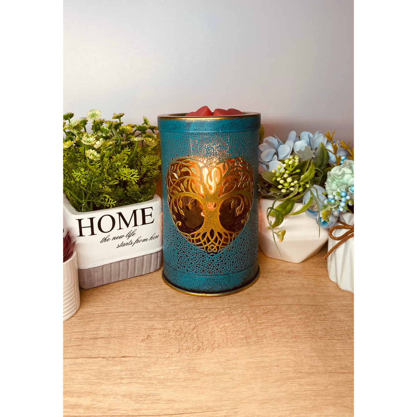 Tree of Life: Heart-Carved Iron Wax Burner