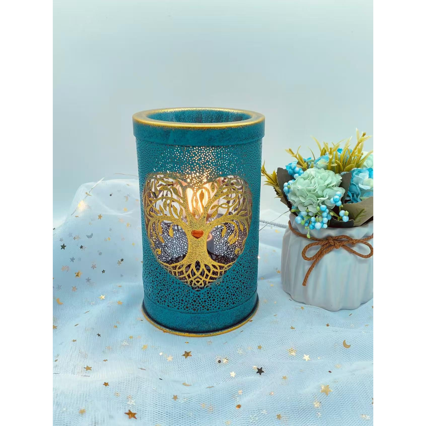 Tree of Life: Heart-Carved Iron Wax Burner