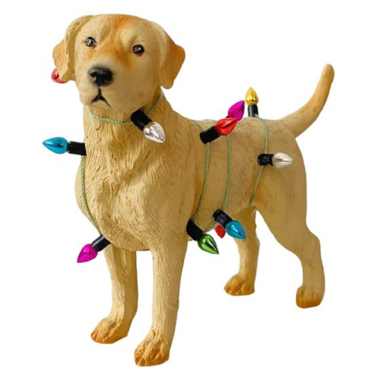 Festive Labrador: Christmas Lights Wrapped Resin Ornament