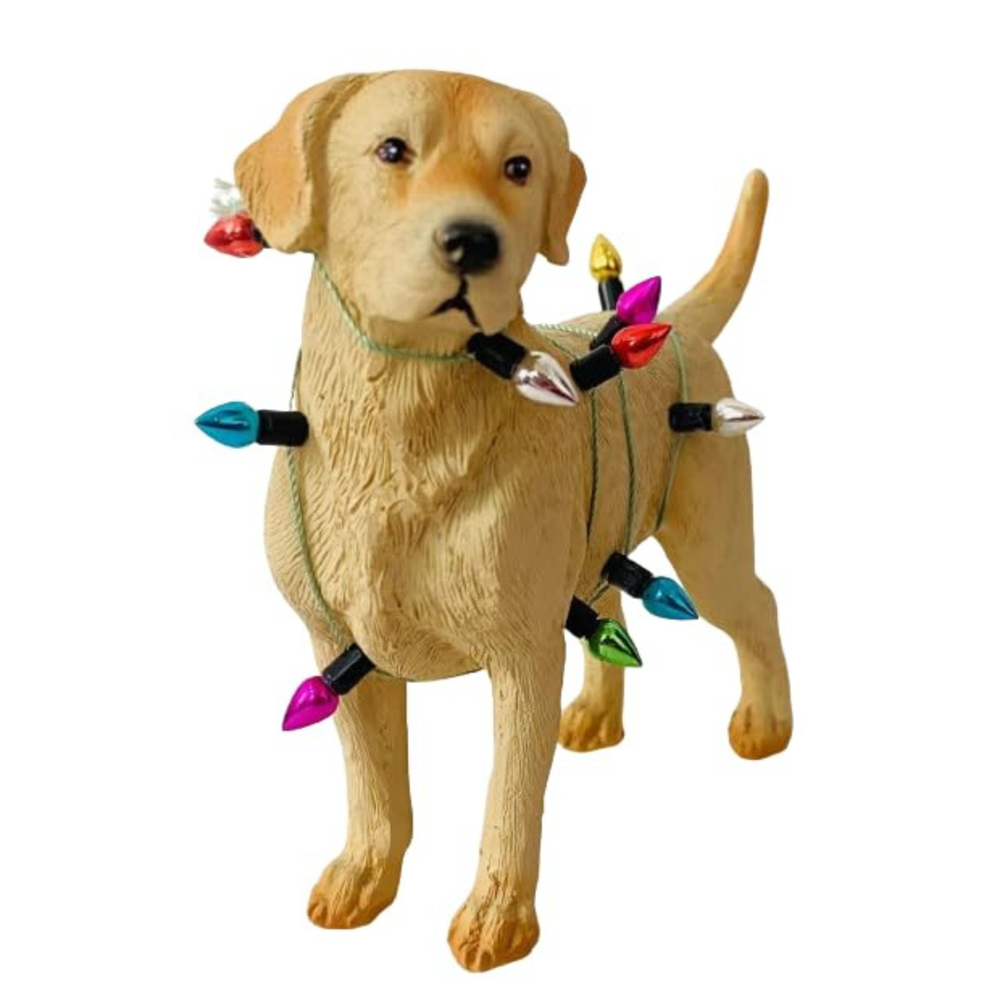 Festive Labrador: Christmas Lights Wrapped Resin Ornament