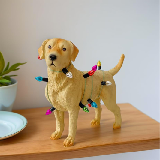 Festive Labrador: Christmas Lights Wrapped Resin Ornament