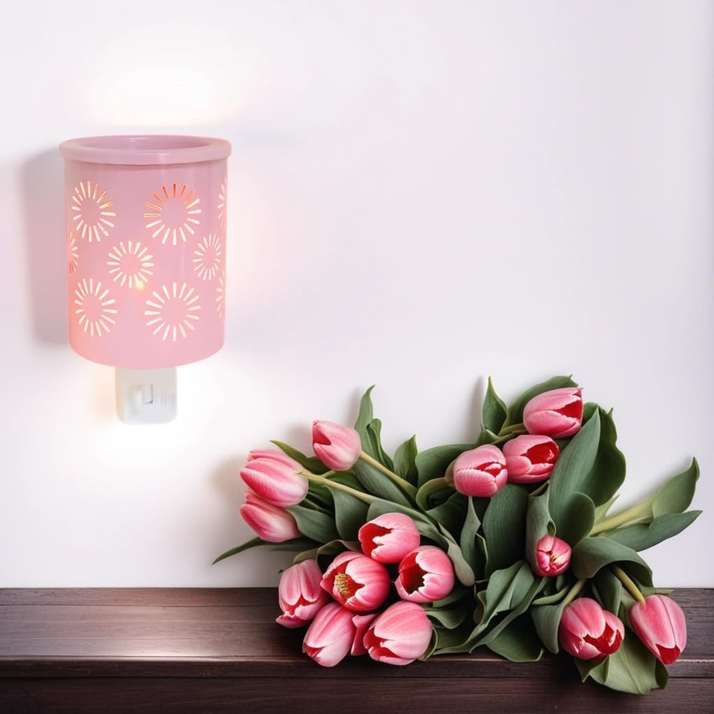 Pink Sunflower Metal Wall-Plug Fragrance Warmer