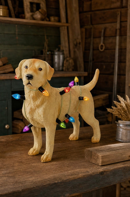 Labrador Dog Wrapped in Lights Resin Animal