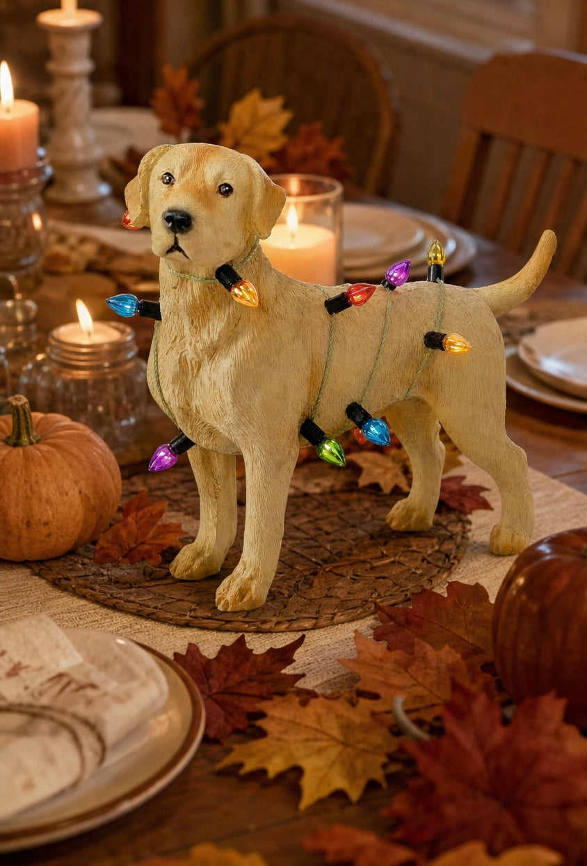 Labrador Dog Wrapped in Lights Resin Animal