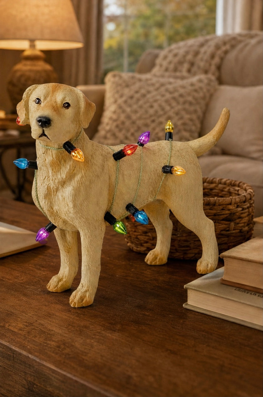 Labrador Dog Wrapped in Lights Resin Animal