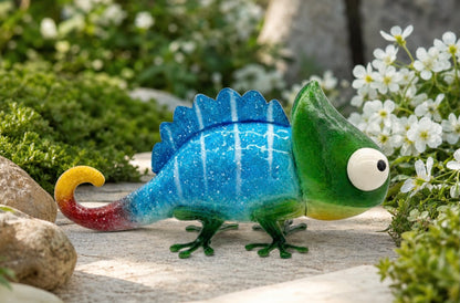 Metal Chameleon Statues Indoor And Outdoor Decorations Gradient Green Blue