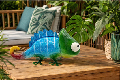 Metal Chameleon Statues Indoor And Outdoor Decorations Gradient Green Blue