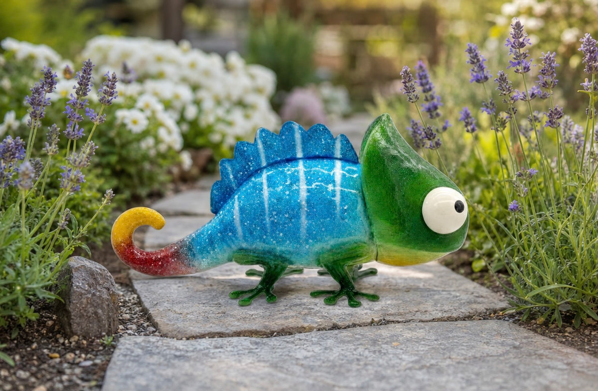 Metal Chameleon Statues Indoor And Outdoor Decorations Gradient Green Blue