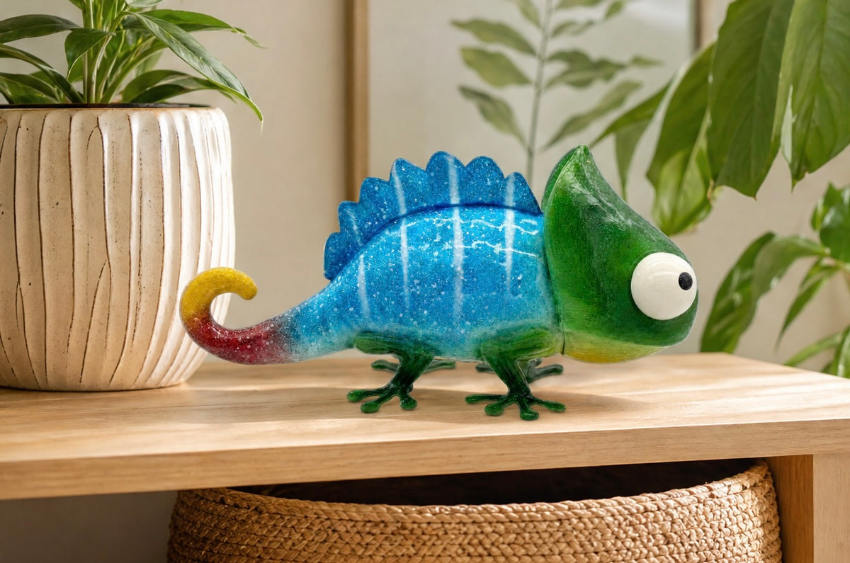 Metal Chameleon Statues Indoor And Outdoor Decorations Gradient Green Blue