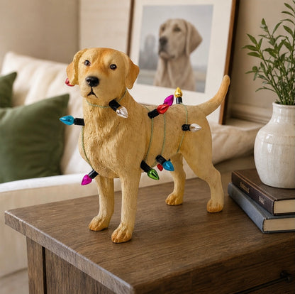 Festive Labrador: Christmas Lights Wrapped Resin Ornament