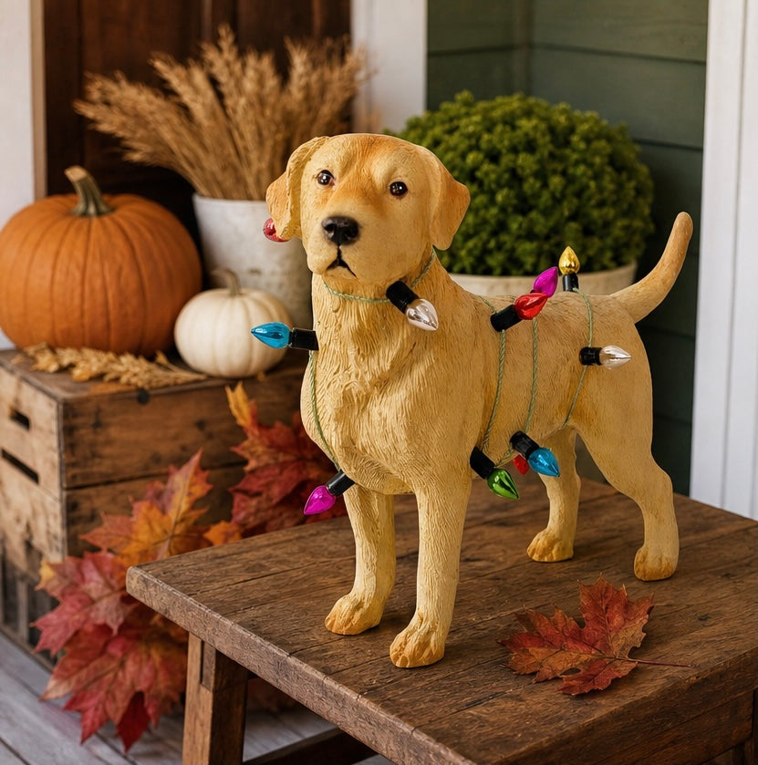 Festive Labrador: Christmas Lights Wrapped Resin Ornament