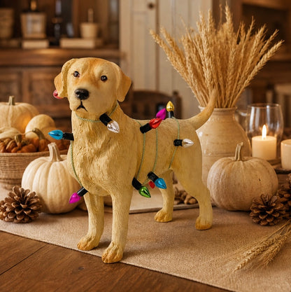 Festive Labrador: Christmas Lights Wrapped Resin Ornament