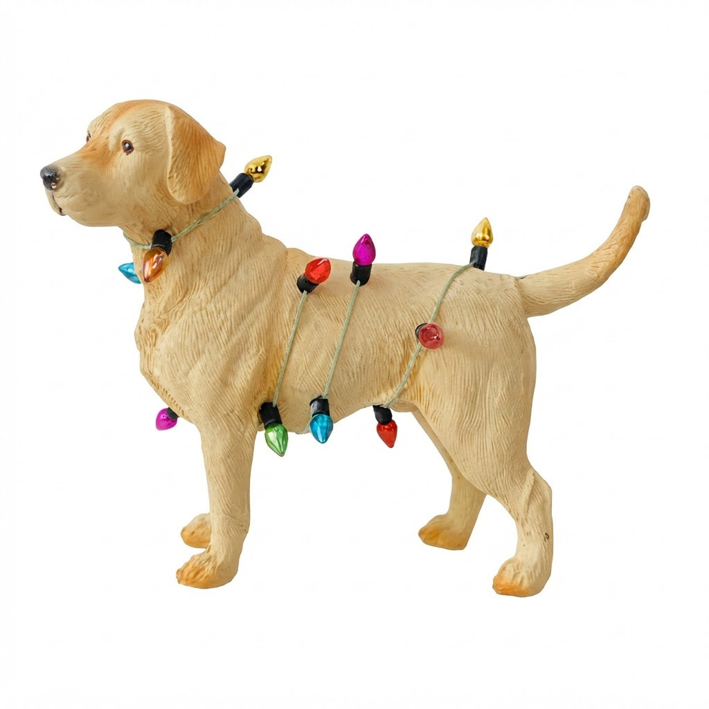 Labrador Dog Wrapped in Lights Resin Animal