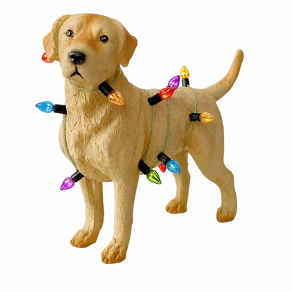 Labrador Dog Wrapped in Lights Resin Animal